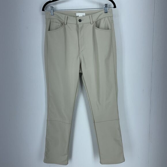 H&M Womens 10 Faux Leather Trousers Pants High Rise Festival Biker Moto Party - Picture 1 of 8